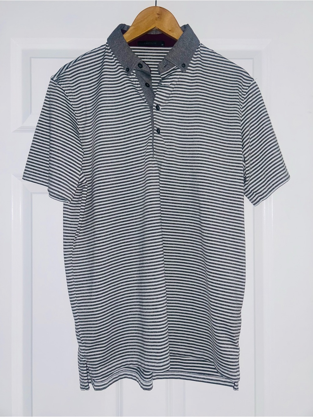 Grayson Golf Gray Polo Short Sleeve Striped Gray Medium Shirt Top